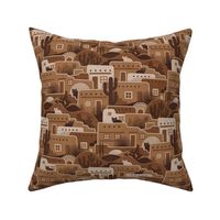 Pueblito Cats- Little Desert Village with Cats- New Mexico Cat- Earth Tone Houses- Brown- Caramel- Mocha- Coffee- Small