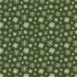 Winter Snowflakes on Christmas Green 6 inch