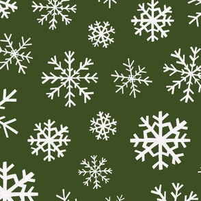 Winter Snowflakes on Christmas Green 24 inch