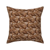 Pueblito Cats- Little Desert Village with Cats- New Mexico Cat- Earth Tone Houses- Brown- Caramel- Mocha- Coffee-Mini