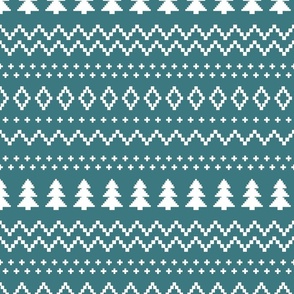 Blue Christmas Tree Fair Isle Sweater 12 inch