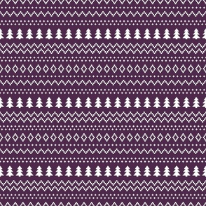 Dark Purple Christmas Tree Fair Isle Sweater 6 inch