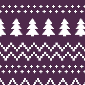 Dark Purple Christmas Tree Fair Isle Sweater 24 inch