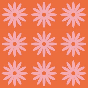 Daisy Print in Pink and Orange