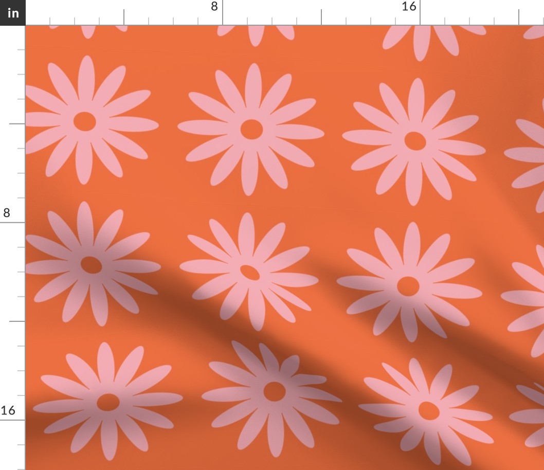 Daisy Print in Pink and Orange