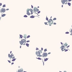 Indigo French spring - watercolor blue dainty flowers - ditsy stylised florals b119-8