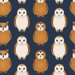 Owls Brown and Blue