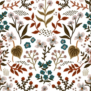 Rich Garden Floral / Floral Wallpaper / Rich Colors Floral Wallpaper 