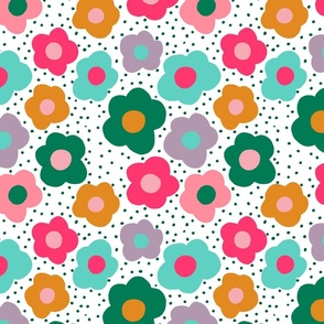 Large Colorful Modern Floral / Polka Dot Floral Design 