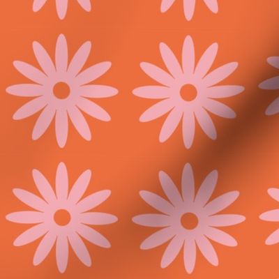 Small Daisy Print in Pink and Orange