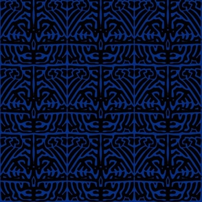 Tribal 4 black on royal (approx) 6x6