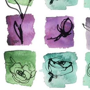 Squares watercolor florals