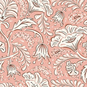 Farida - Indian Block Print Floral Pink Ivory Regular Scale