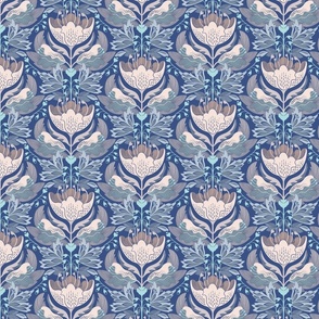 floral pattern on a blue background - small   