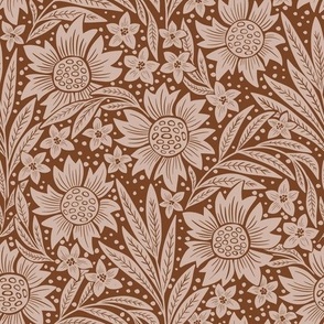 Art nouveau style flowers - Earth tone