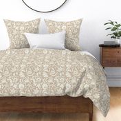 Julia - Block Print Indian Floral in Beige 12 inch repeat