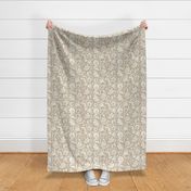 Julia - Block Print Indian Floral in Beige 12 inch repeat