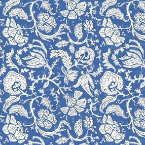 Julia - Block Print Indian Floral in Cobalt Blue 12 inch repeat