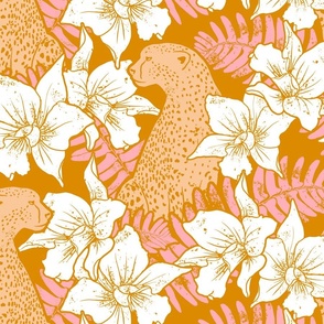 Tropical Cheetah - Blush and Caramel | Large Scale