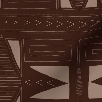 Hand Drawn Tribal Abstract In Earth Tones Large
