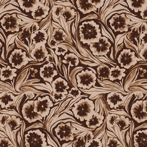 earth tones floral swirl large scale