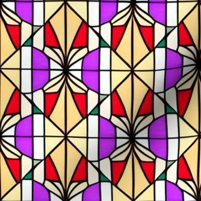 Purple and Yellow Art Deco Stained Glass