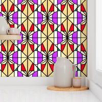 Purple and Yellow Art Deco Stained Glass
