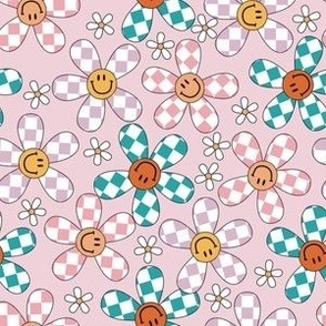 Checkered Daisies Pink