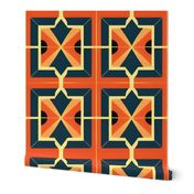 Orange and Blue Geometric Art Deco