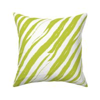 Rugged Stripes, Diagonal, Lime Green on Off-White