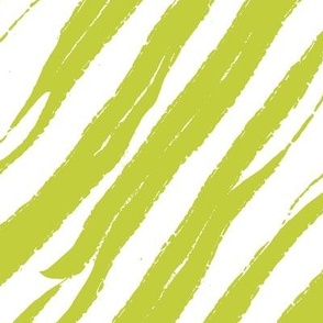 Rugged Stripes, Diagonal, Lime Green on Off-White