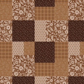 Cottage Patchwork Quilt - in Browns