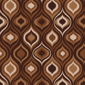 Ogee ikat in earthy tones | cozy neutral interior retro vibe vintage coffee brown barista pattern