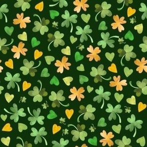 Hearts And Shamrocks Watercolor Green
