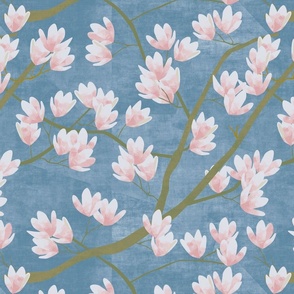Pretty magnolias on blue