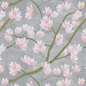 Pretty magnolias on grey
