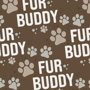 Fur Buddy - Dog Fabric - FurBuddy Dog Fabric, Dog Bandana Fabric, Paws Bones, Tan and Brown, I Love My Pet - LAD22