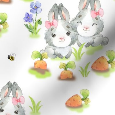 Woodland Animals Bunny Rabbit Floral Baby Girl Nursery 