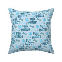 Fur Buddy - Dog Fabric - FurBuddy Dog Fabric, Dog Bandana Fabric, Paws Bones, Blue and Light Blue, I Love My Pet - LAD22