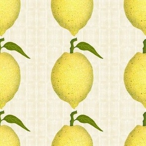 Lemons on Linen Colored Textured Background