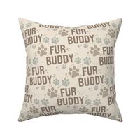Fur Buddy - Dog Fabric - FurBuddy Dog Fabric, Dog Bandana Fabric, Paws Bones, Brown and Tan, I Love My Pet - LAD22