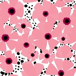 Poppies / pink and white