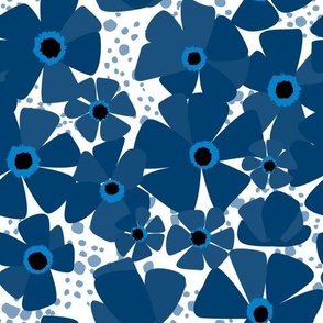 Poppies - blue and white