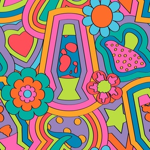 Psychedelic 60's Nostalgia in Neon Rainbow