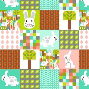 bunny rabbits bauhaus cheater quilt