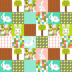 bunny rabbits bauhaus cheater quilt small scale