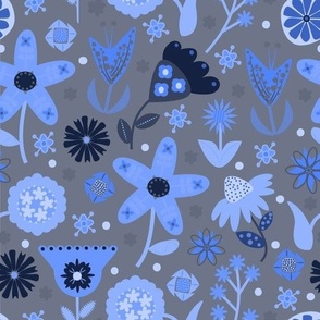 Scandinavian floral / blue 