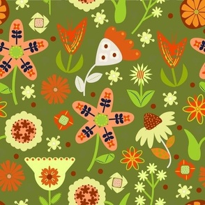 Scandinavian floral / green