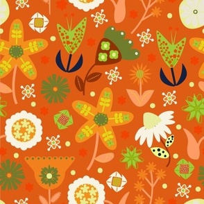 Scandinavian floral / orange