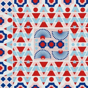 Blue and red geometry wallpaper